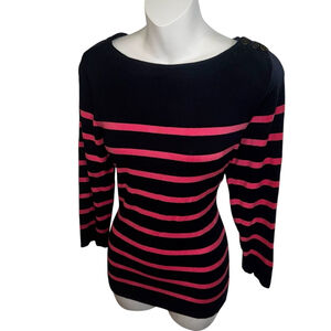 Women's J.McLaughlin Sweater, S, Navy Pink preppy classy trendy 3/4 sleeve